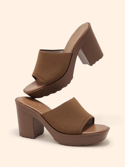 CUCCOO BASICS Woman Shoes Single Band Chunky Heeled Mule Sandals, Elegant Summer Heeled Sandals For Summer Graduation Heels Prom Heels Vacation Shoes Summer Back To School Shoes College Student Shoes Halloween Christmas Fall