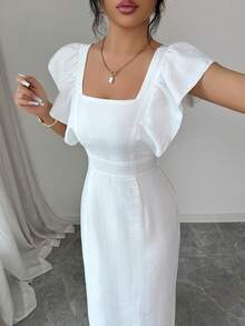 Elenzga Elegant Casual Commuter Women's Long Dress, White Dress, Suitable For Vacation, Casual Wear, Holiday, Summer Elegant Beach - White - View 5