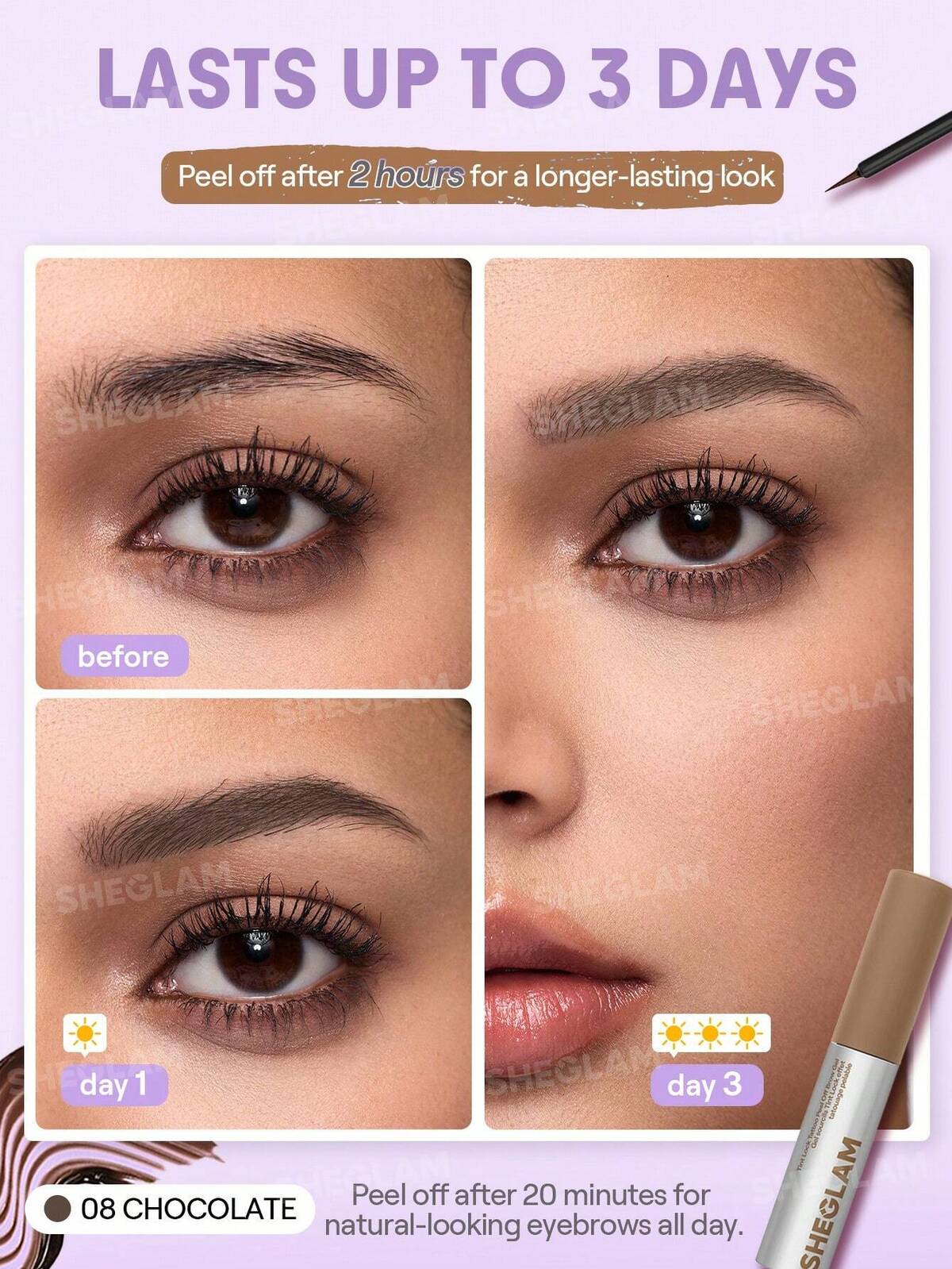 Tint Lock Tattoo Peel Off Brow Gel-Chocolate