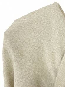 Aloruh Áo blazer nữ tay ngắn, dáng suông, chất liệu linen màu mơ, thích hợp cho công sở/thường ngày, mùa hè, lễ tốt nghiệp, trang phục giáo viên, tựu trường mùa thu/đông. - Màu Khaki - Xem 3