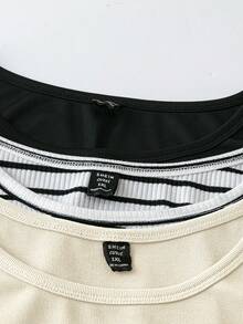 SHEIN LUNE 3件套/加大码休闲简约连衣裙套装，适合户外和居家穿着，节日复古风夏季外出春季女装，夏季波西米亚风复古夏季女装，圣帕特里克节服装，复活节夏季服装，春季女装，海滩圣帕特里克节复活节休闲套装，夏季度假服装，复活节狂欢服装，节日波西米亚风女装，乡村风格服装，乡村音乐会服装 - 杏色 - 查看 5