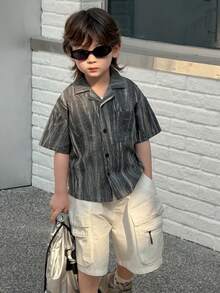 DAZY Young Boy Summer Casual Retro Short-Sleeve Shirt - Grey - View 5