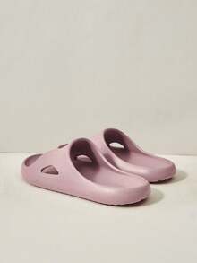 Cuccoo Dép nhựa màu tím cho nữ, đế bằng, thoải mái, kiểu dáng đơn giản, trung tính, thích hợp sử dụng trong nhà tắm, đi chơi, nghỉ mát, đi biển, tập gym. - Màu tím - Xem 4