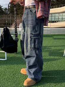 DAZY Men Flap Pocket Side Cargo Jeans - Blue - View 3