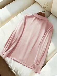 Franclia 新款V领宽松休闲女式衬衫 - 淺粉色 - 查看 2