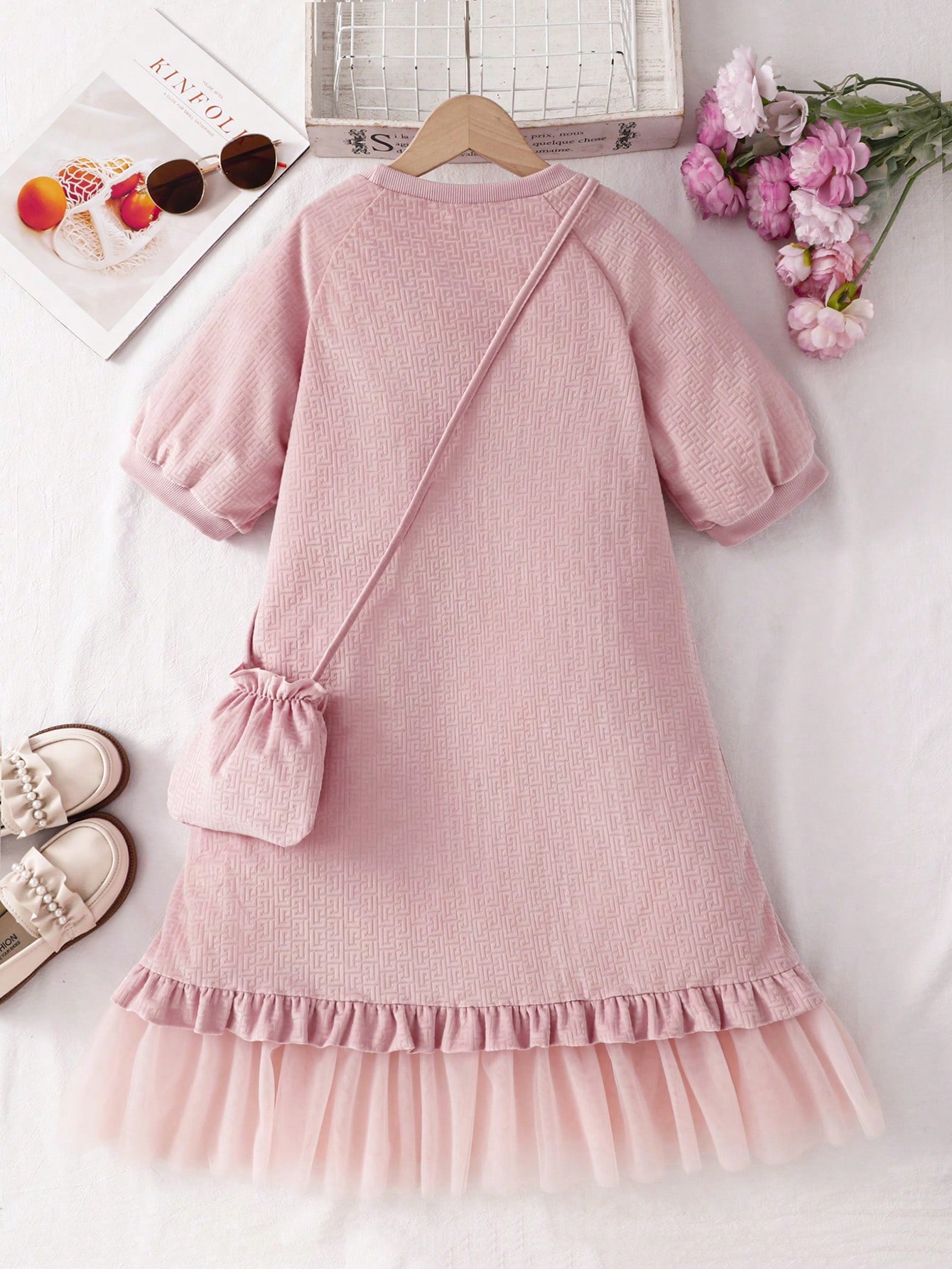 فستان بناتي أنيق بلون سادة للربيع/الصيف، فستان بنا...