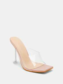 Glitzique 女士透气透明高跟派对性感一脚蹬高跟穆勒凉鞋夏季 - 無色 - 查看 2