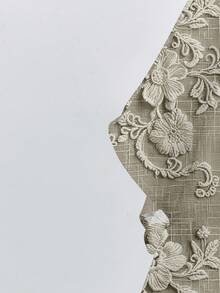 EMERY ROSE Blusa holgada de talla grande con cuello redondo y manga corta, con estampado de encaje, adecuada para vacaciones - Multicolor - Ver 3