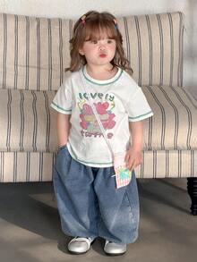 DAZY Toddler Girls' Loose Fit Washed Denim Jeans - Blue - View 7