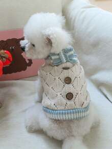 PETSIN 1件宠物毛衣，春秋季镂空针织毛衣，猫狗通用休闲服装 - 彩色 - 查看 3