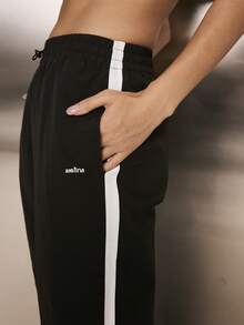 Aralina Leisurewear Active Black White Piping Spring Summer Vacation Beach Running Lightweight Running Pant Elastic Waist - Brown - View 8