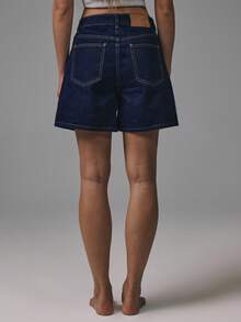 MUSERA Mid Thigh Mom Denim Shorts Basics Autumn  Fall Cute Streetwear Going Out Casual Core Denim Spring Summer - Navy Blue - View 5