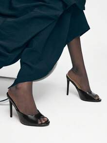 Mnmlis 女士高跟凉鞋，带跟拖鞋，露趾鞋 - 黑色 - 查看 12