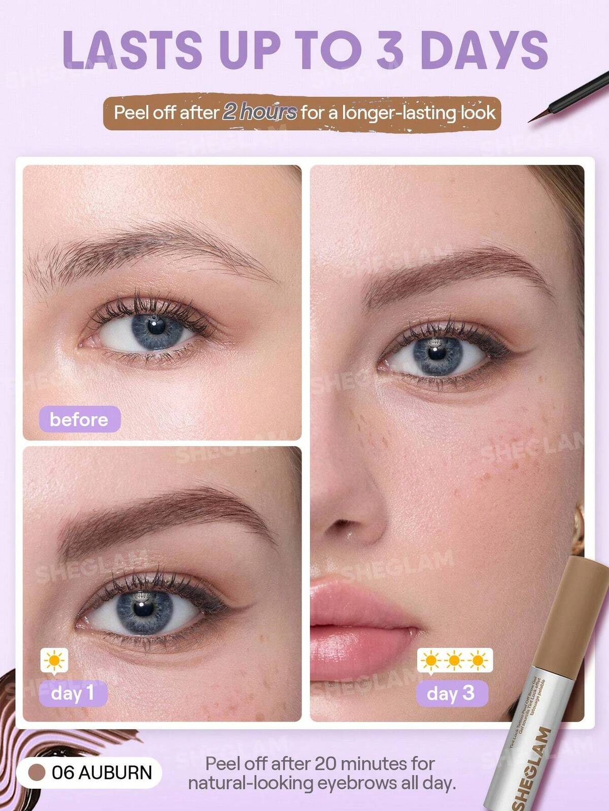 Tint Lock Tattoo Peel Off Brow Gel-Auburn