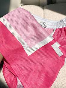 Comfortcana Quần short nữ màu hồng in chữ tương phản, thích hợp mặc hàng ngày, làm quần short bóng rổ hoặc quần cargo. - Hồng - Xem 8