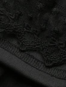 DAZY Damen Elastischer Taillenbund Spitze Patchwork Rock - Schwarz - Übersicht 8