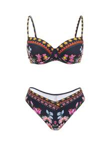 Swim Oasis Women's Sexy Push-Up Printed Bikini Set + Matching Mesh Skirt, Spring/Summer - Multicolor - View 4