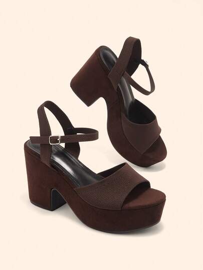 CUCCOO BASICS Women's Fashion Black Fabric Ankle Strap Simple & Comfy Platform High Heel Sandals, Suitable For Commuting, Dating, Party, Holiday, Wedding, Valentine's Day For Christmas