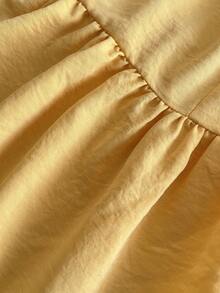 Sunnyshic Đầm babydoll dáng rộng, bèo nhún, thích hợp cho mùa xuân/hè. - Màu vàng - Xem 7