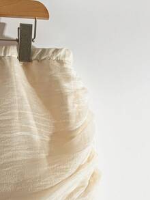 Sweetra New Design Fashionable Versatile Sweet Patchwork Pleated Ruffle Hem Slim Fit Skirt, Summer - Apricot - View 3