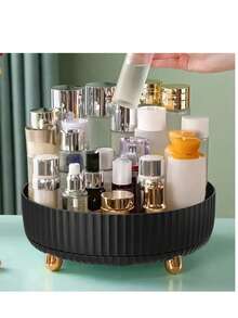 1pc 360° Rotating Makeup Perfume Organizer, 1pc Large Capacity Vanity Storage Tray, Multifunctional Cosmetic Organizer Round Holder With Elegant Design, Women's Day Gift,For Holiday Beach, Bathroom Collection, Bedroom Collection, Large Capacity - Multicolor - View 6