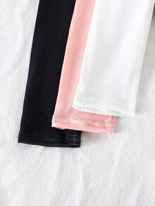 SHEIN 姐妹装和妈妈装，女婴休闲百搭日常穿搭修身罗纹吊带背心和打底裤套装，黑色+浅灰色+豹纹印花 - 彩色 - 查看 5