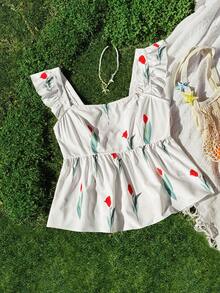 Sweetra Sleeveless Digital Print Sexy Streetwear Camisole - Multicolor - View 3