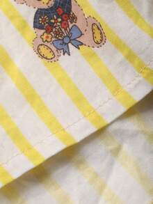 Dazy Plus Cute Cartoon Bear Pattern Floral Loose Fit Dolman Sleeve Nightgown - Yellow - View 3