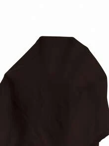 EMERY ROSE Women's Solid Color V-Neck Contrast Lace Cap Sleeve Fashionable T-Shirt - Coffee Brown - View 6