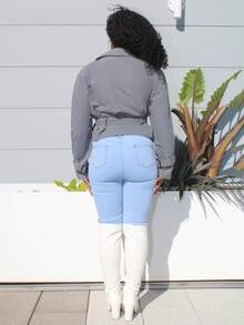 Steph T 女式新款卡其色带口袋腰带风衣 - 灰色 - 查看 2