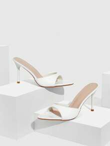 CUCCOO SZL Women's Elegant Minimalist Heeled Sandals For Commuting - White - View 2