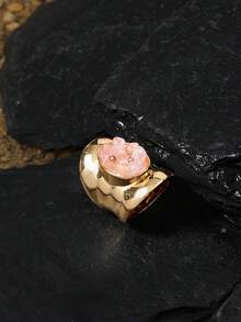 Opalesca Women's Single Ring,Premium/Elegant/Classy/Dailywear/Minimalist,Pearl/Crystal,For Mom/Women/Girl/Mother,Summer/Beach/Prom/Party/Holiday/Vacation,Engagement/Wedding/Promise,Bride,Heart/Floral,Fairycore/Mermaid Core - Gold - Pink - View 5