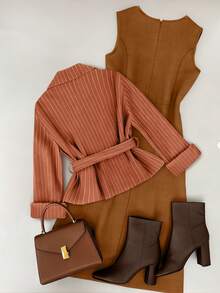 GlowEve 一套两件式秋季女装，优雅通勤风格，完美融合。 - 橘色 - 查看 2
