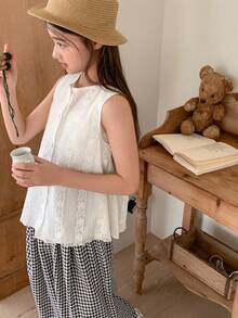 DAZY 两件套少女休闲衬衫和裤子套装，秋季装扮 - 米色 - 查看 1