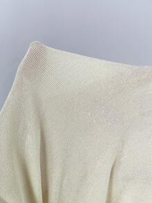 Aloruh 女士 Y2K 前卫性感紧身露背金属纽扣装饰亮片迷你超短连衣裙，杏色 - 杏色 - 查看 9