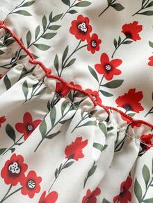 Vintaside Kids Vestido Floral Miúdo para Meninas, Estilo Campestre, Elegante, Fofo, Adequado para Primavera/Verão - Vermelho - Visão 10