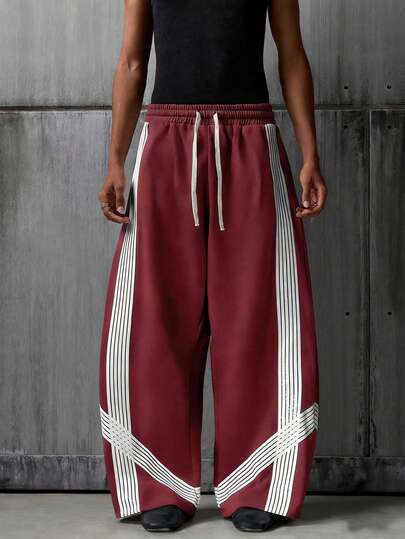 NEON BLANC Sudadera con capucha y pantalones para hombres, estilo deportivo, diseño a rayas, corte holgado, estilo urbano.