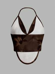 Firerie 休闲简约吊带优雅波西米亚风花卉扎染印花图案女式背心，适合夏季、郊游、海滩、度假、音乐节、婚礼、生日、派对、嘉年华等场合，时尚别致。 - 彩色 - 查看 7