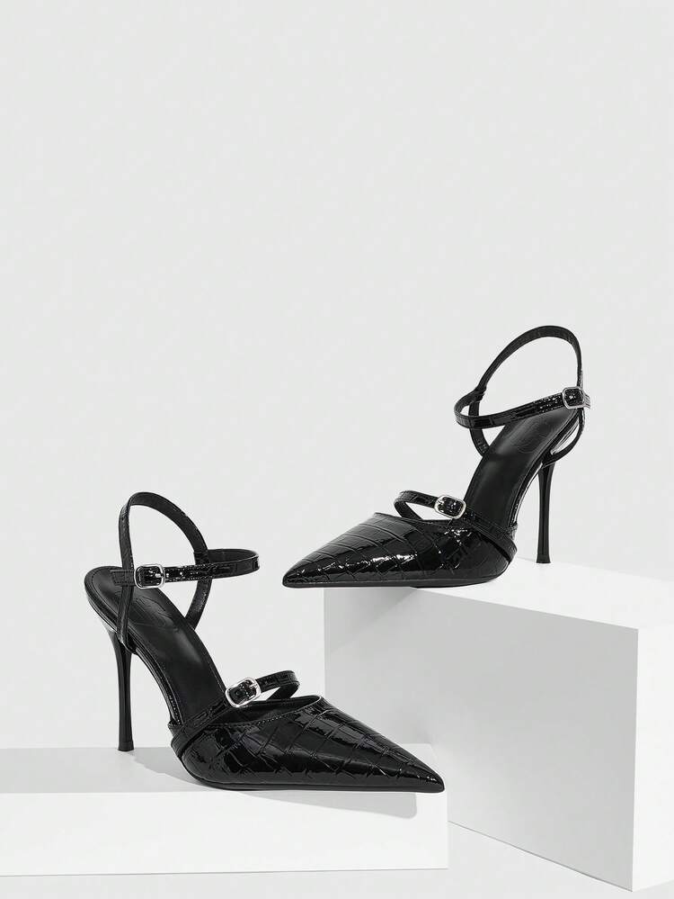 CUCCOO SZL Casual Versatile Solid Color Women's Pointed Toe Backless High Heel Pumps Spring Shoes