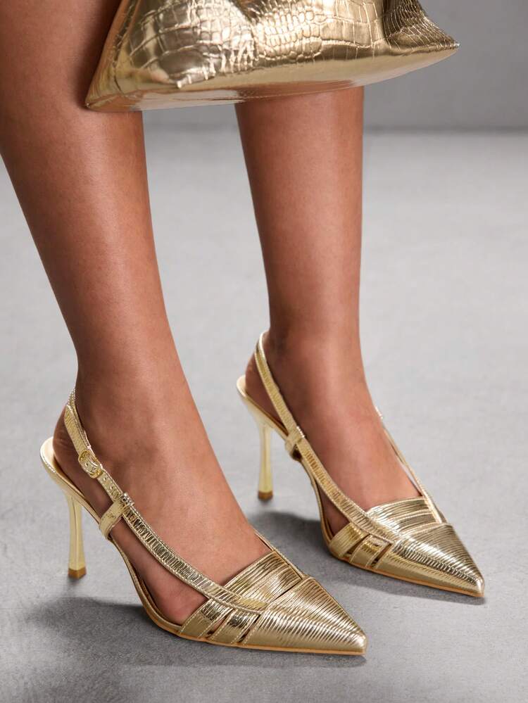 CUCCOO SZL Women's Pointed Toe Buckle Design Fashionable High Heels, Versatile For Daily Wear