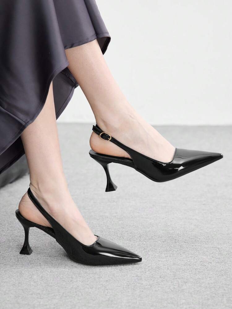 CUCCOO BIZCHIC Women Shoes Pointed Thin High Heels Black Fashion Simple Basic Daily Versatile Commute To Work Shopping Women's High Heels Shoes After Lifting Slingback Shoes Women's Shoes Spring Shoes