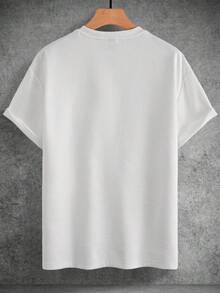 Claim Dot Áo tank top nam cỡ lớn, màu trơn, cổ tròn, vai rớt, tay ngắn, dáng rộng, phong cách thường ngày. - trắng - Xem 4