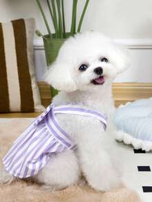 PETSIN 狗狗服装、猫咪服装、动物裙装、宠物春夏新品系列、幼犬连衣裙、公主风百搭连衣裙、条纹印花、小型动物服装、清凉防晒霜 - 彩色 - 查看 14