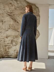 MOTF PREMIUM WASHED FLOWY HEM DENIM SHIRT DRESS, SPRING/SUMMER - Blue - View 3