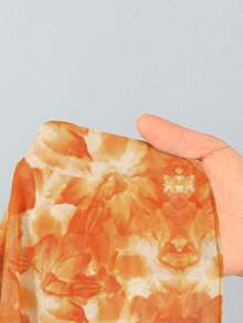 Soleia Women's Floral Print Halter Neck Bikini Set With Sarong Skirt - Orange - View 7