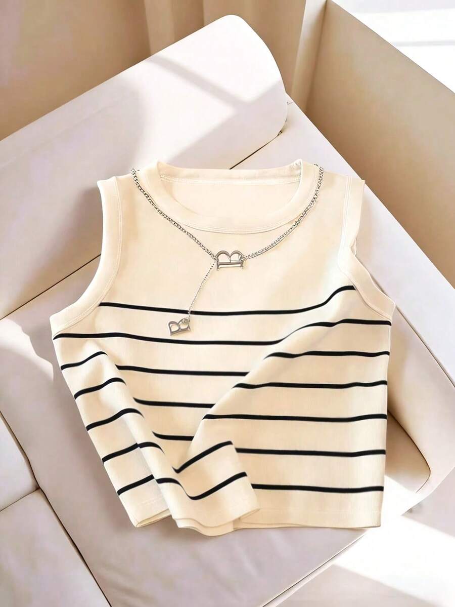 Resyla Women's Casual Commuter Striped Print Camisole Top, Summer - Multicolor - View 1