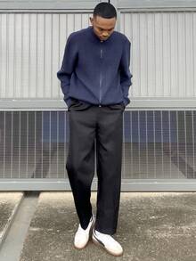 Ngobest Haus Ngobest Haus 厚款男士纯色简约休闲长袖开衫 - 藏蓝色 - 查看 6