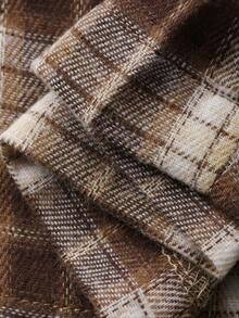 DAZY 2pcs Women Plaid Pajama Set, Loose Fit Shirt And Pants, Suitable For Autumn/Winter And Christmas - Coffee Brown - View 7