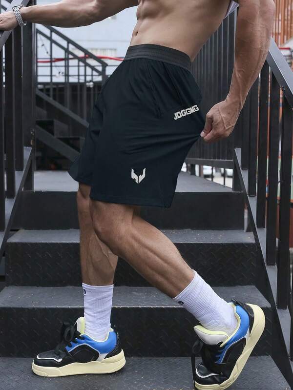 Manfinity Sport Corelite 男士简约印花日常运动短裤健身短裤男士短裤男短裤男篮球短裤洗手液学校