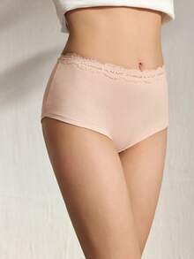 Ocili Leisure Basic White Cotton Lace Low Waist Comfortable Simple Soft 100% Cotton Chic Autumn Casual Sports Women Boyshort Panties - Yellow - View 7